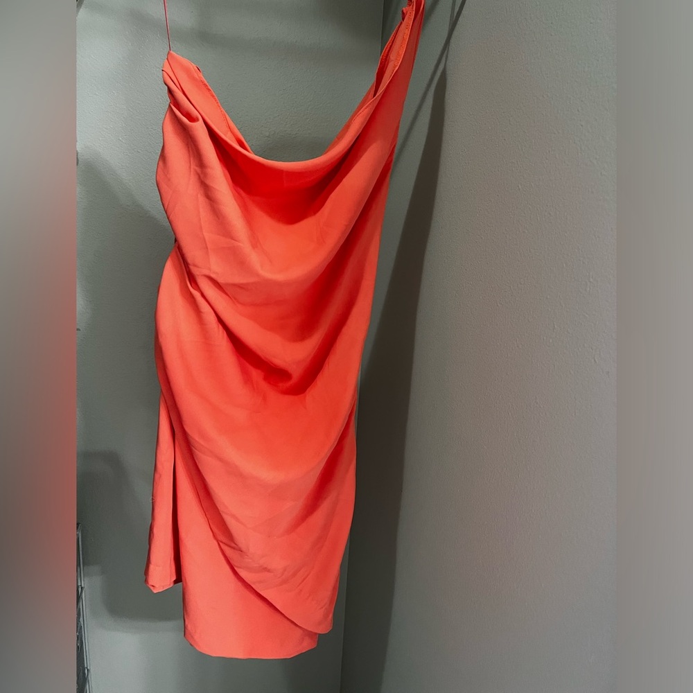 Glam one shoulder coral dress